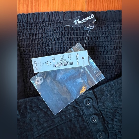 NWT Madewell Black Button-Front Crop Top 100% Linen Sweetheart Bralette - 6 - Picture 9 of 9